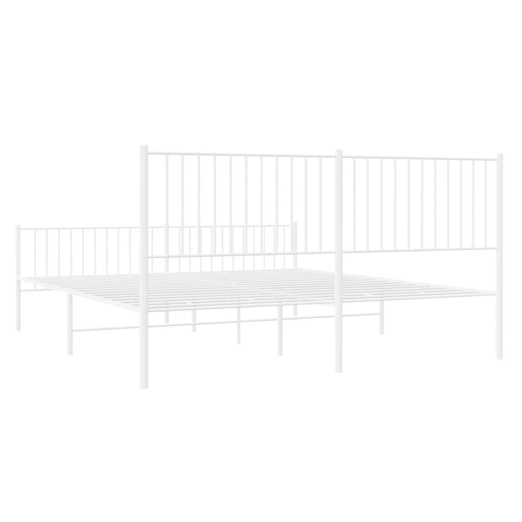 Estrutura de cama com cabeceira e pés 183x213 cm metal branco