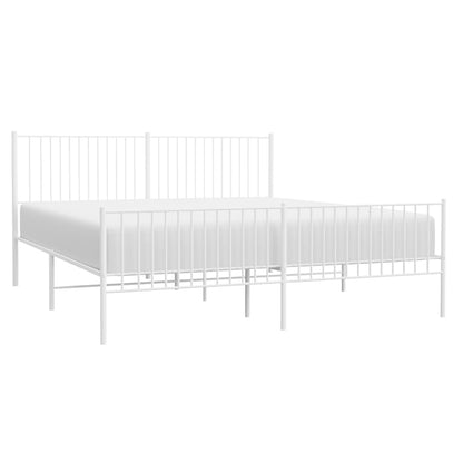 Estrutura de cama com cabeceira e pés 193x203 cm metal branco