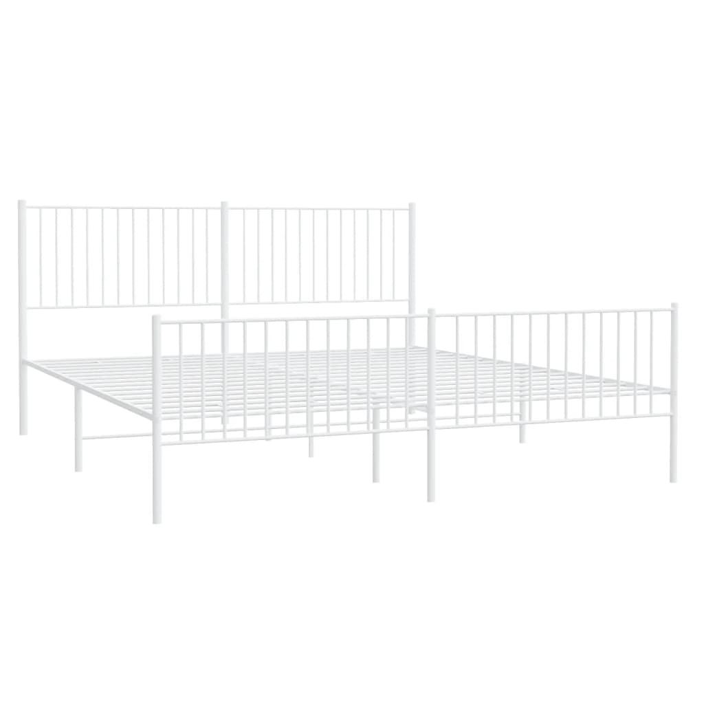 Estrutura de cama com cabeceira e pés 193x203 cm metal branco