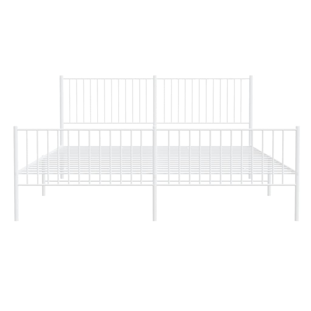 Estrutura de cama com cabeceira e pés 193x203 cm metal branco