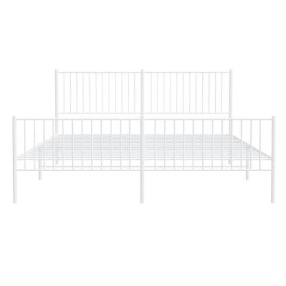 Estrutura de cama com cabeceira e pés 193x203 cm metal branco