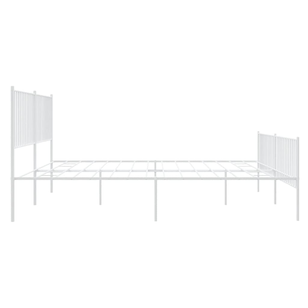 Estrutura de cama com cabeceira e pés 193x203 cm metal branco