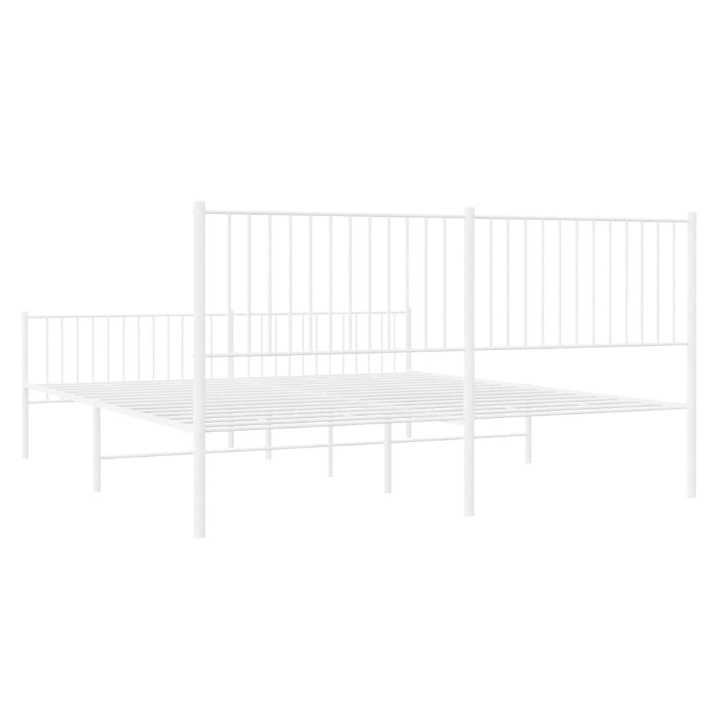 Estrutura de cama com cabeceira e pés 193x203 cm metal branco