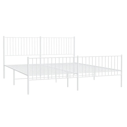 Estrutura de cama com cabeceira e pés 200x200 cm metal branco