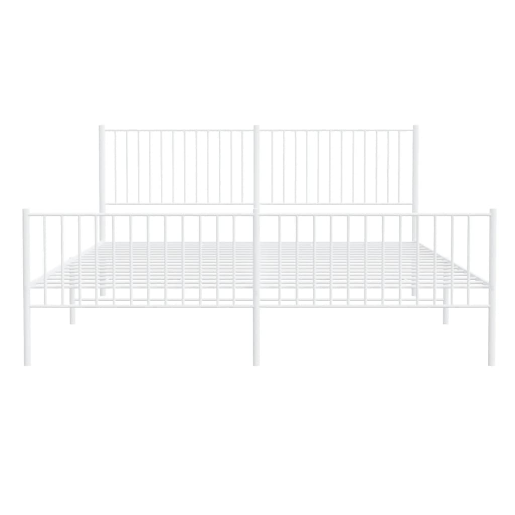 Estrutura de cama com cabeceira e pés 200x200 cm metal branco