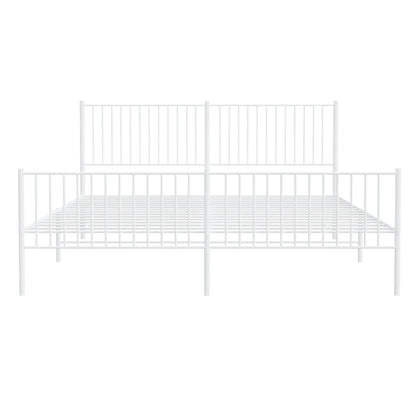 Estrutura de cama com cabeceira e pés 200x200 cm metal branco