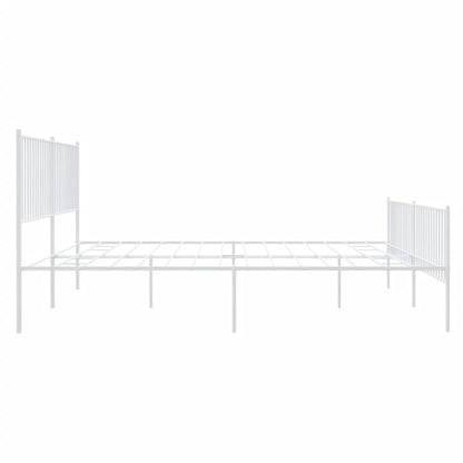 Estrutura de cama com cabeceira e pés 200x200 cm metal branco