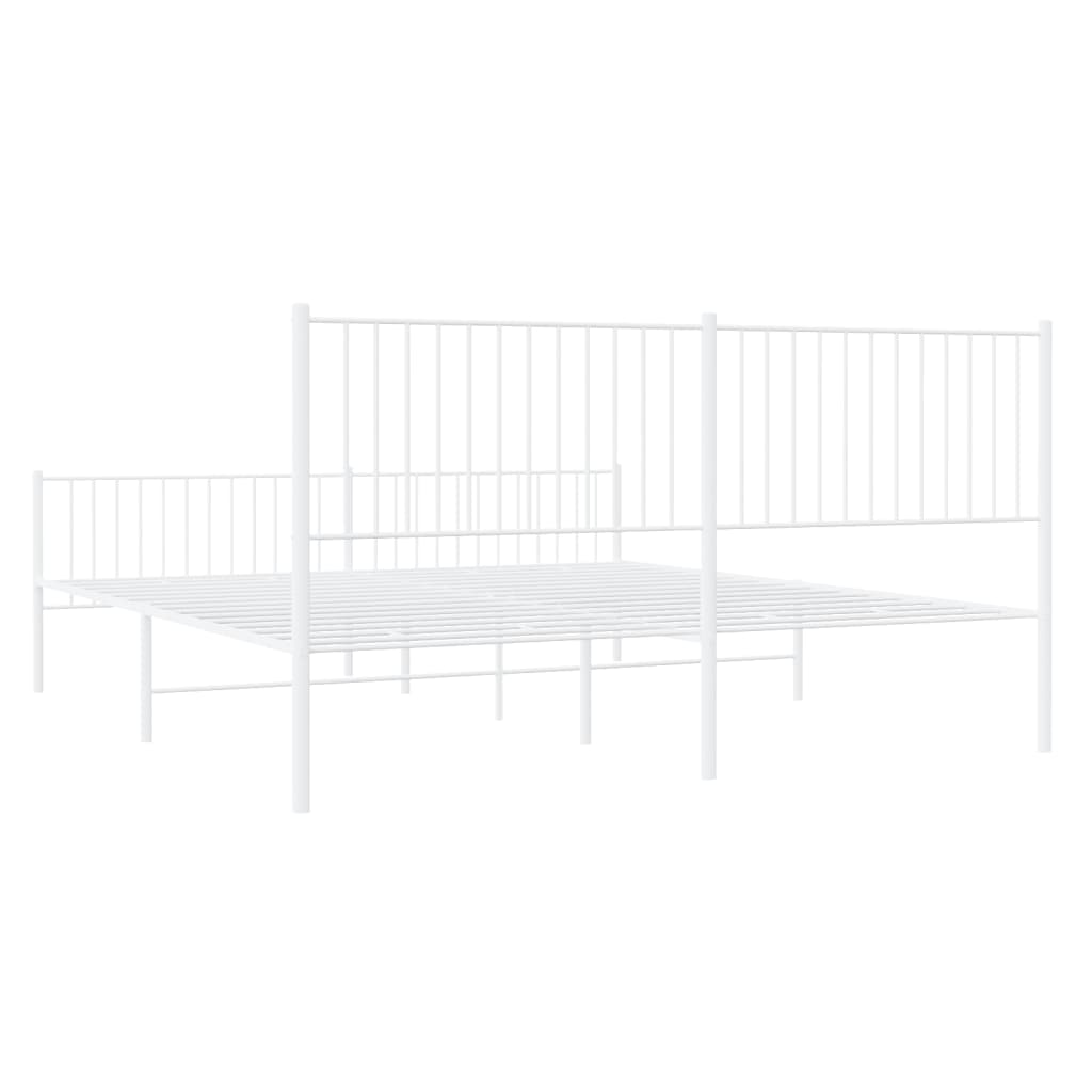 Estrutura de cama com cabeceira e pés 200x200 cm metal branco