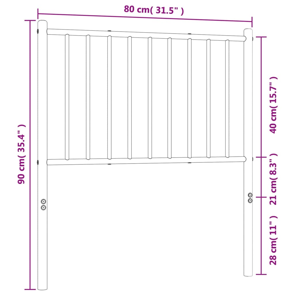 Cabeceira de cama 75 cm metal branco