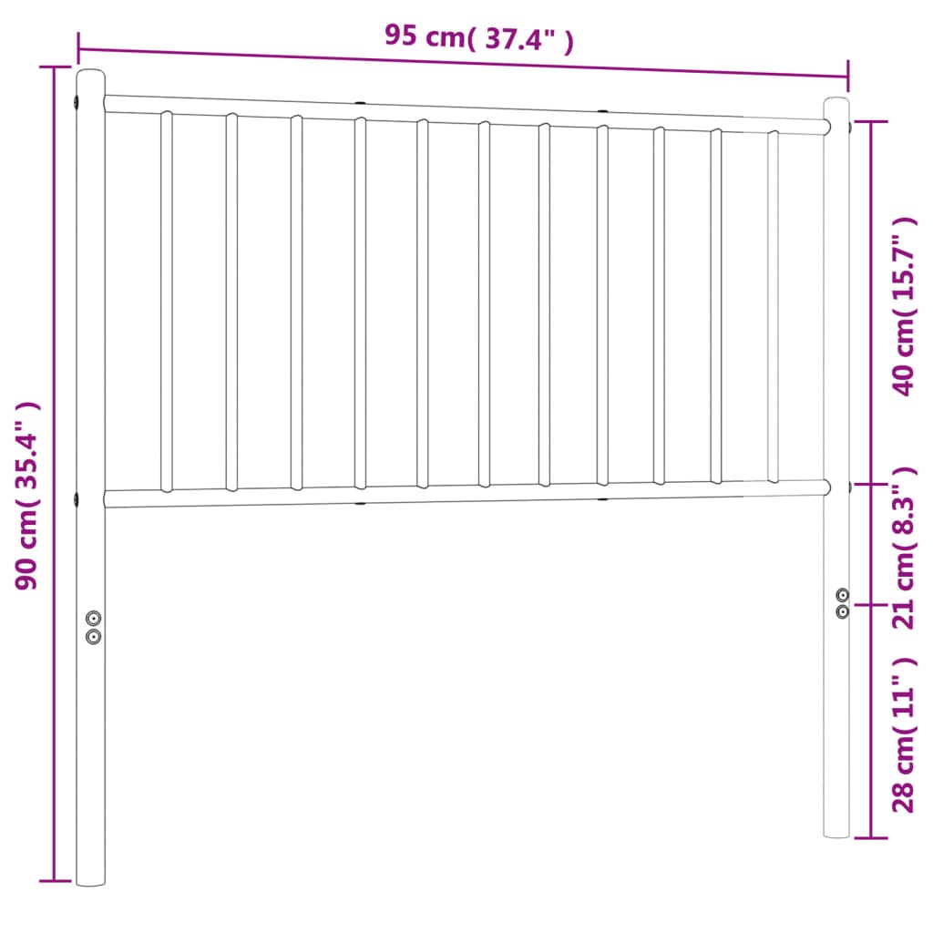 Cabeceira de cama 90 cm metal branco