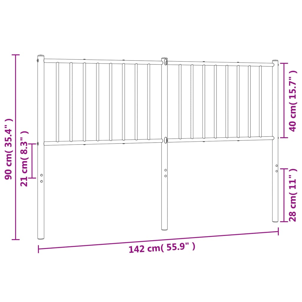 Cabeceira de cama 135 cm metal branco