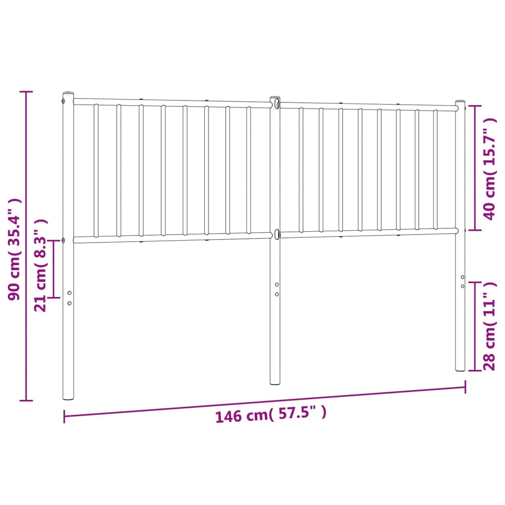 Cabeceira de cama 140 cm metal branco