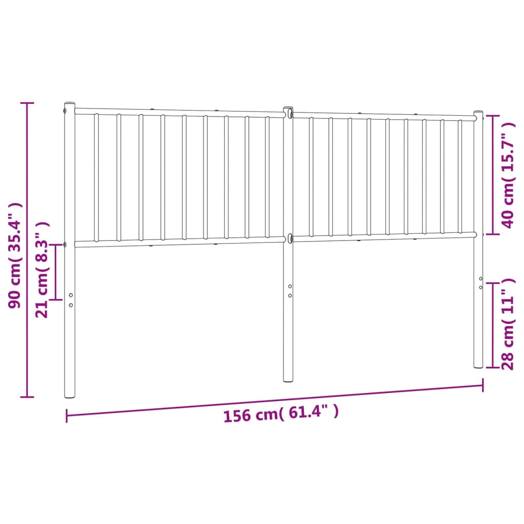 Cabeceira de cama 150 cm metal branco