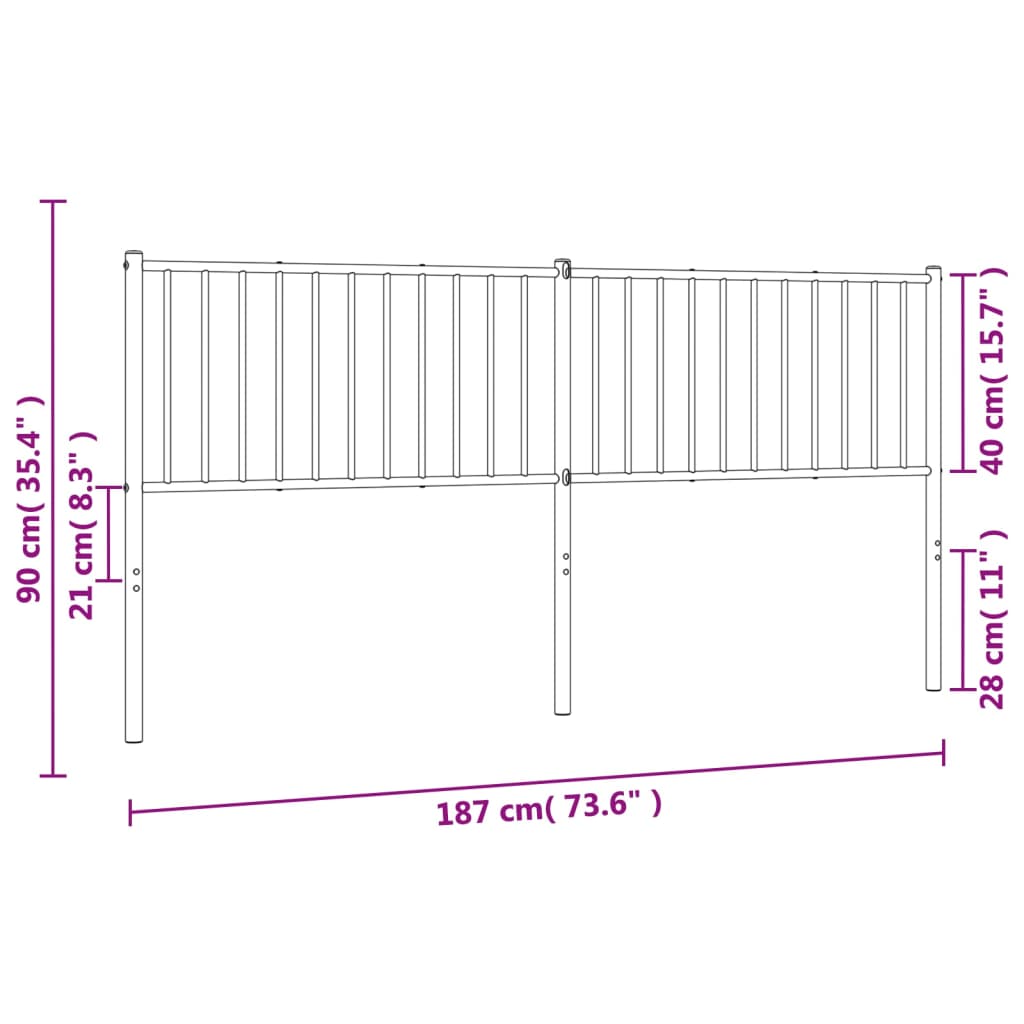 Cabeceira de cama 180 cm metal branco