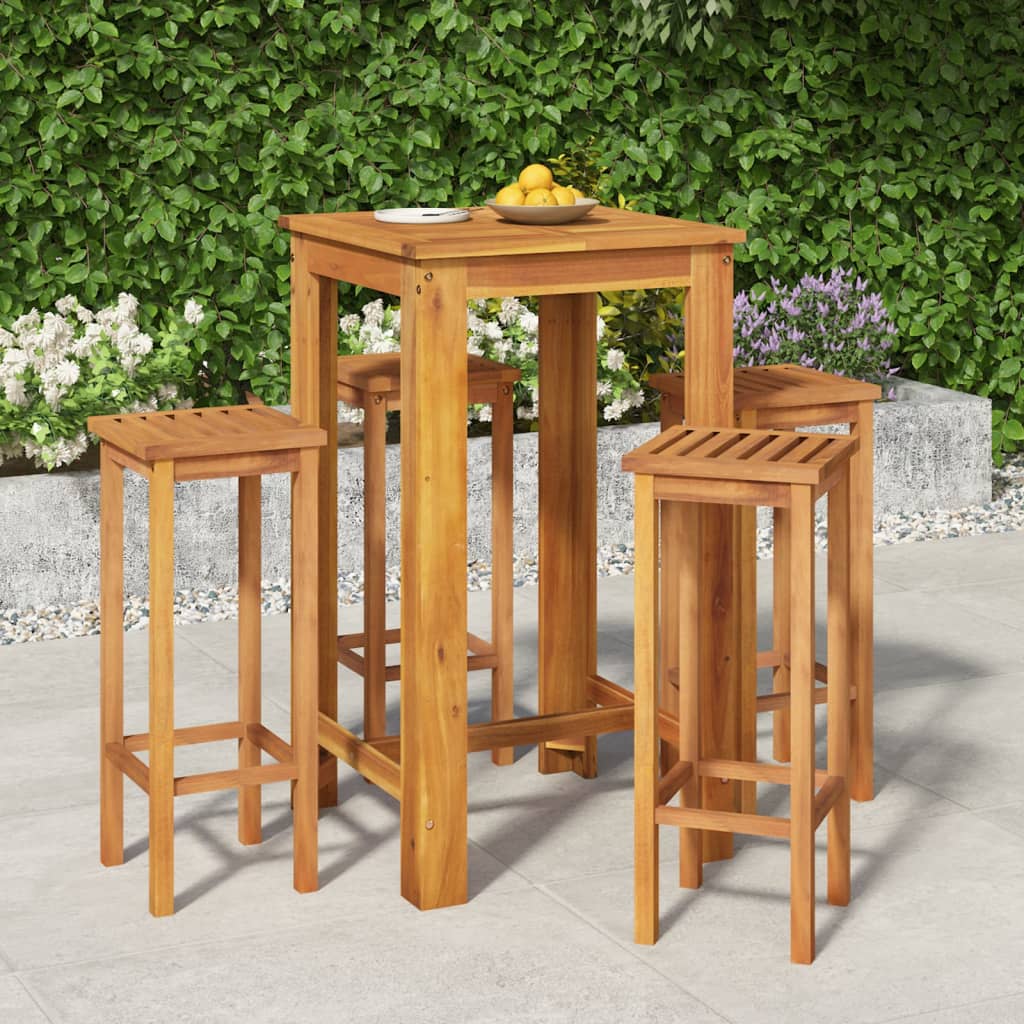 Conjunto de jantar p/ jardim 5 pcs madeira de acácia maciça