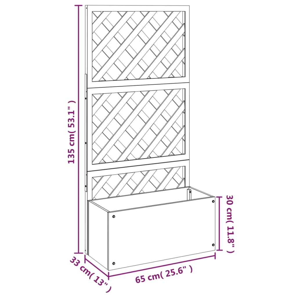 Vasos/floreiras com treliça WPC 2 pcs 65x33x135 cm cinzento