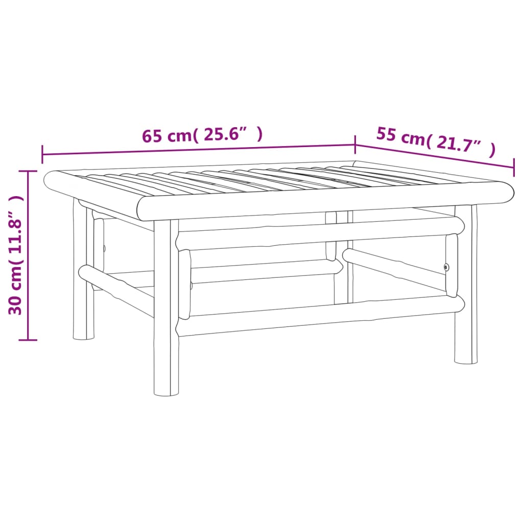 Mesa de jardim 65x55x30 cm bambu