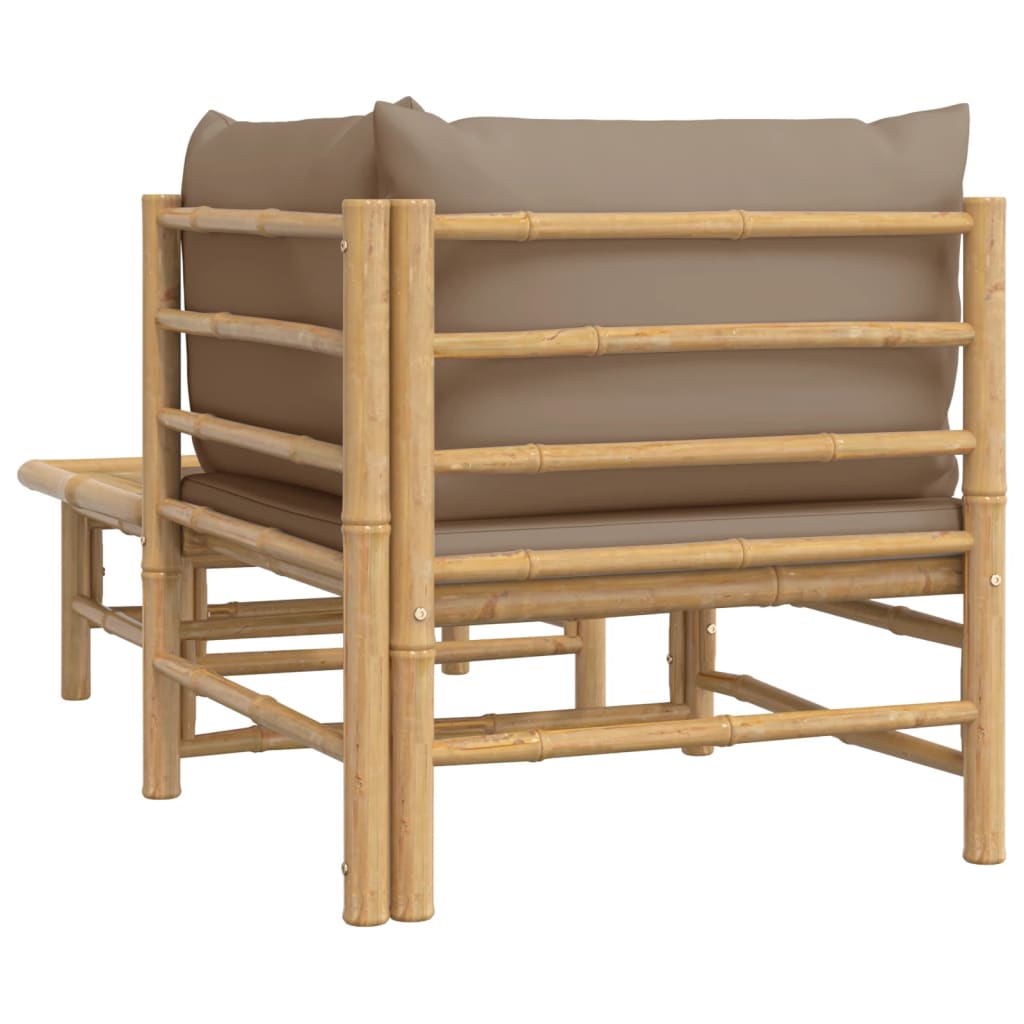 2 pcs conj. lounge jardim bambu almofadões cinzento-acastanhado