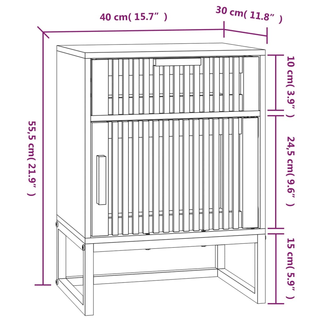 Mesas cabeceira 2 pcs 40x30x55,5 cm deriv. madeira/ferro branco