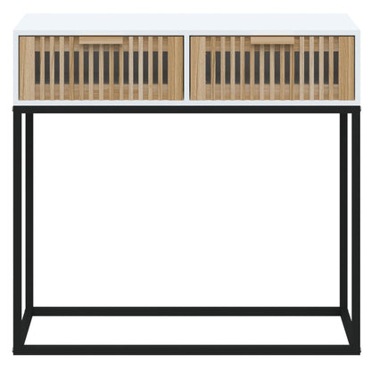 Mesa consola 80x30x75 cm derivados de madeira e ferro preto