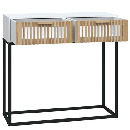 Mesa consola 80x30x75 cm derivados de madeira e ferro preto