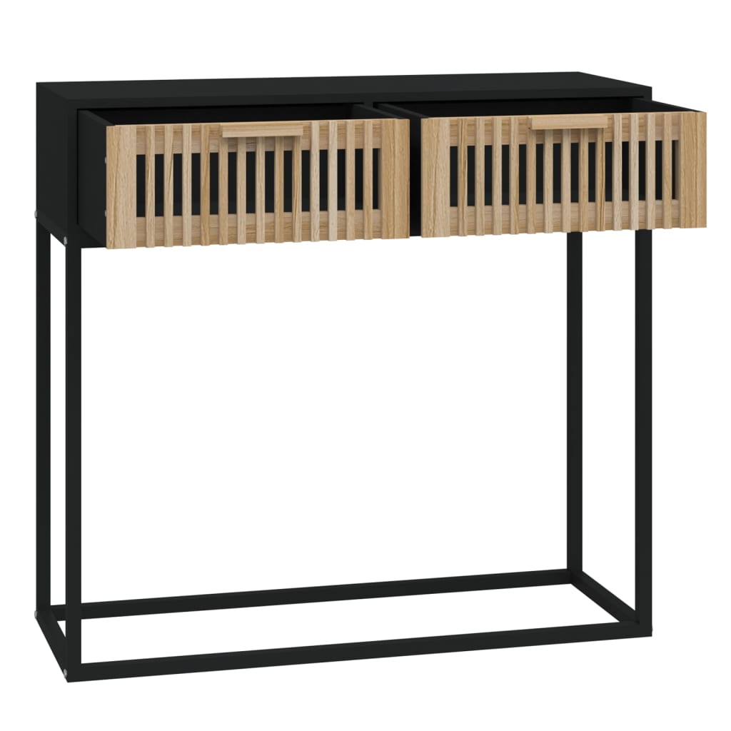 Mesa consola 80x30x75 cm derivados de madeira e ferro preto