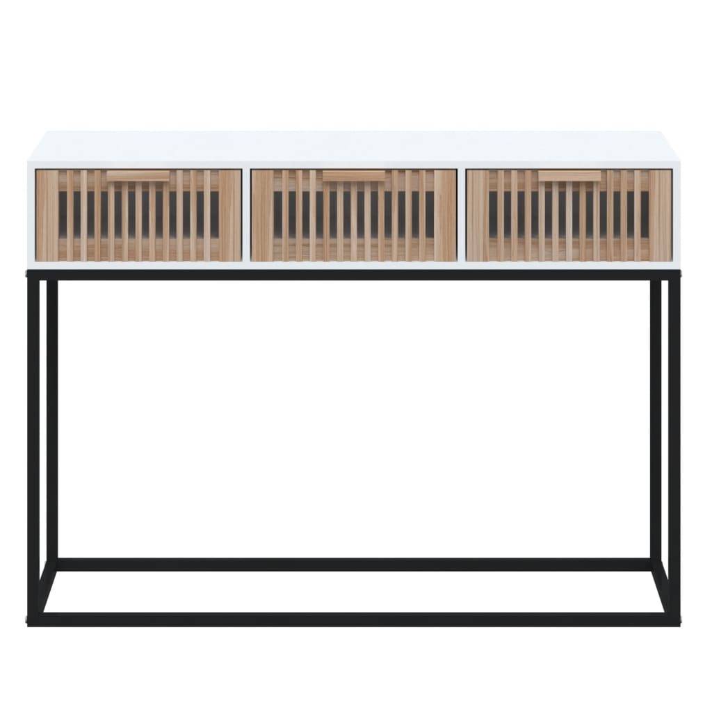 Mesa consola 105x30x75 cm derivados de madeira e ferro branco