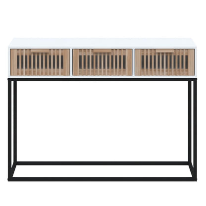 Mesa consola 105x30x75 cm derivados de madeira e ferro branco