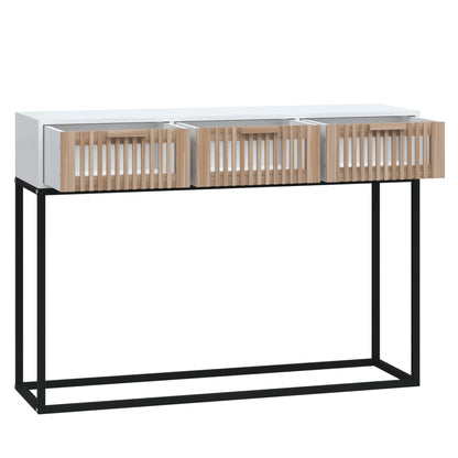 Mesa consola 105x30x75 cm derivados de madeira e ferro branco