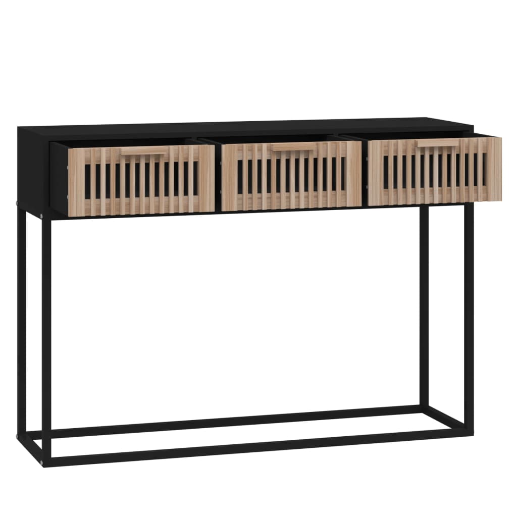 Mesa consola 105x30x75 cm derivados de madeira e ferro preto