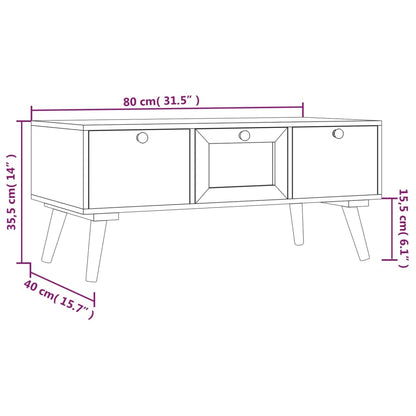 Mesa de centro c/ gavetas 80x40x35,5 cm derivados de madeira