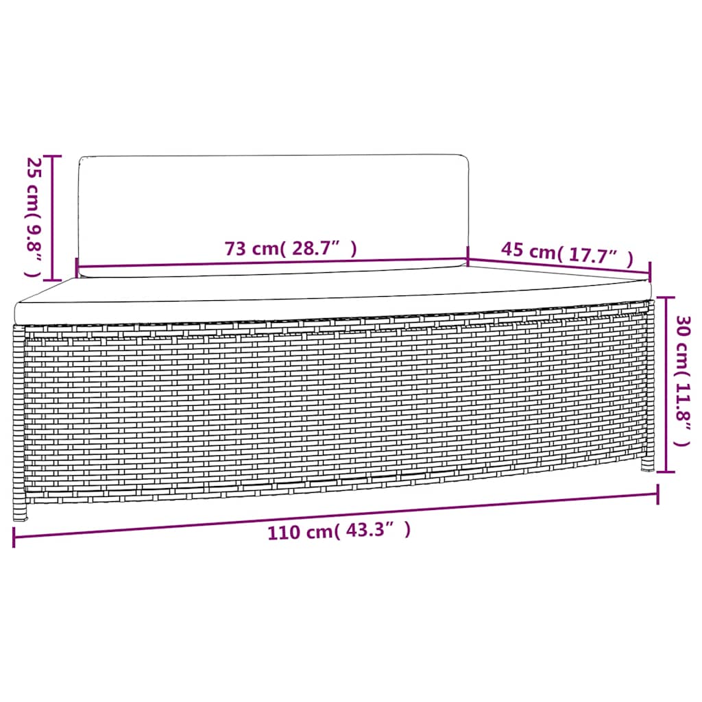 Bancos de spa com almofadões 2 pcs vime PE cinzento