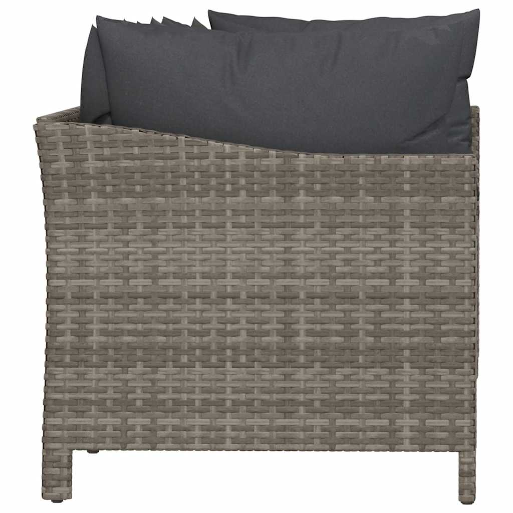 4 pcs conjunto lounge de jardim c/ almofadões vime PE cinzento