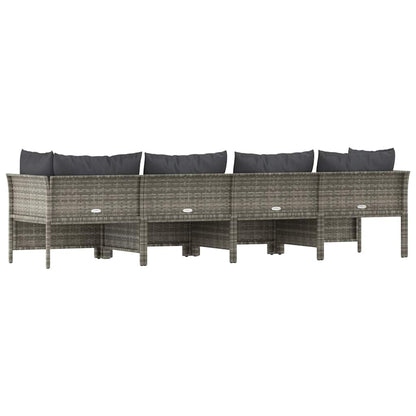 4 pcs conjunto lounge de jardim c/ almofadões vime PE cinzento