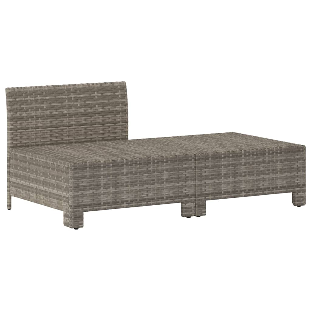 2 pcs conjunto lounge de jardim c/ almofadões vime PE cinzento