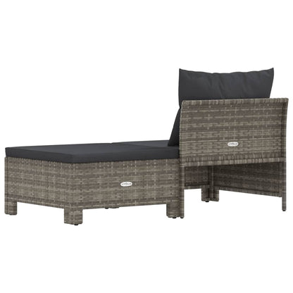 2 pcs conjunto lounge de jardim c/ almofadões vime PE cinzento