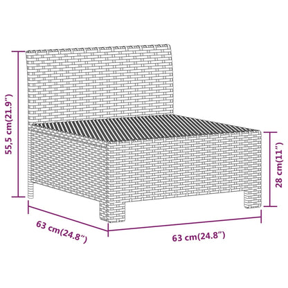 Sofá de centro para jardim com almofadão vime PE cinzento