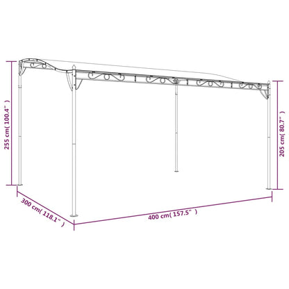 Toldo 4x3 m 180 g/m² tecido e aço antracite