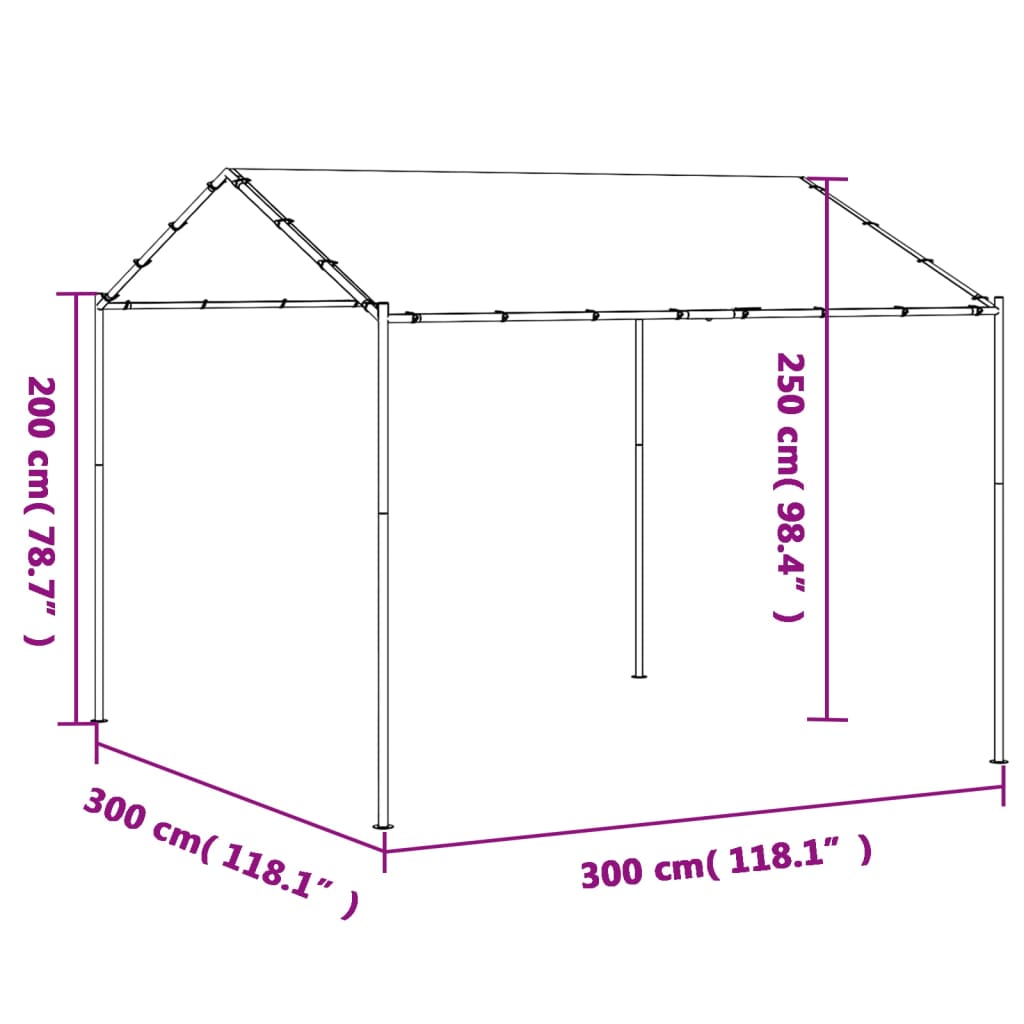 Tenda com toldo 3x3 m aço e tecido antracite