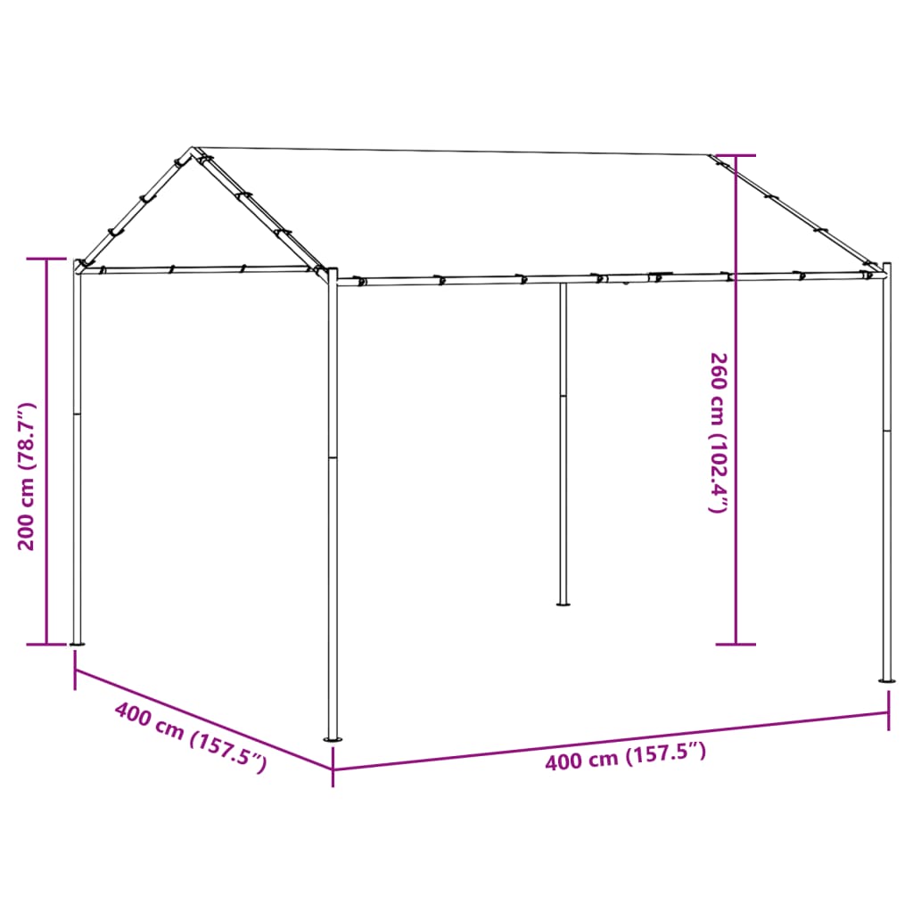 Tenda com toldo 4x3 m aço e tecido antracite