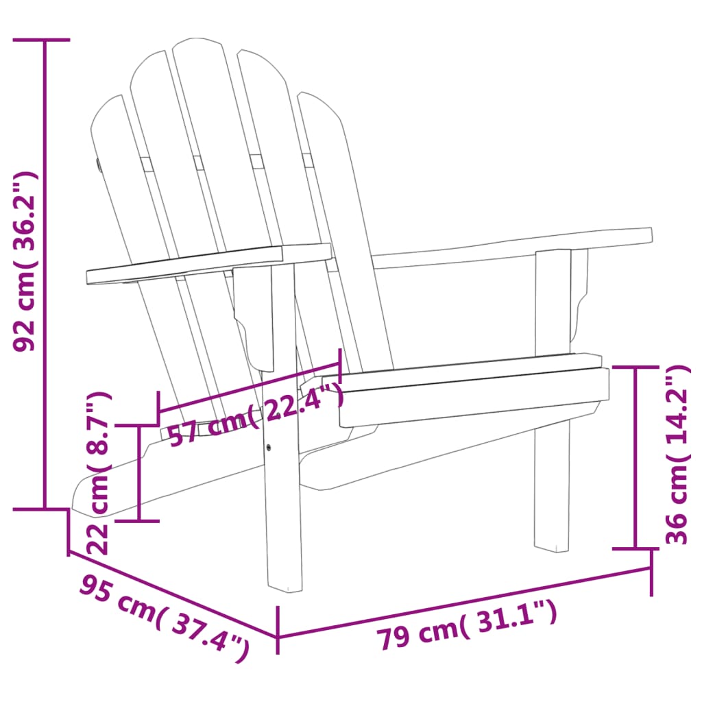 Cadeiras de jardim Adirondack 2 pcs 79x95x92 cm teca maciça