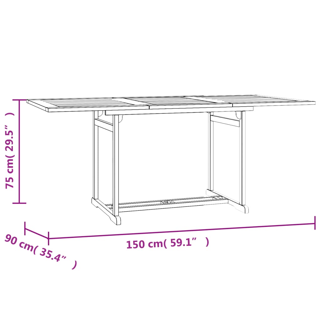 Conjunto de jantar para jardim 7 pcs madeira de teca maciça