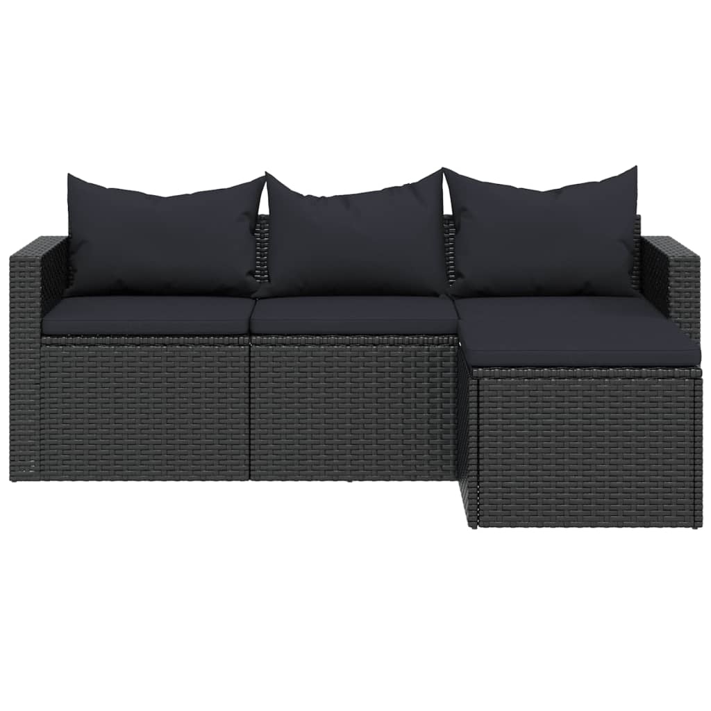 Conjunto lounge de jardim vime PE preto