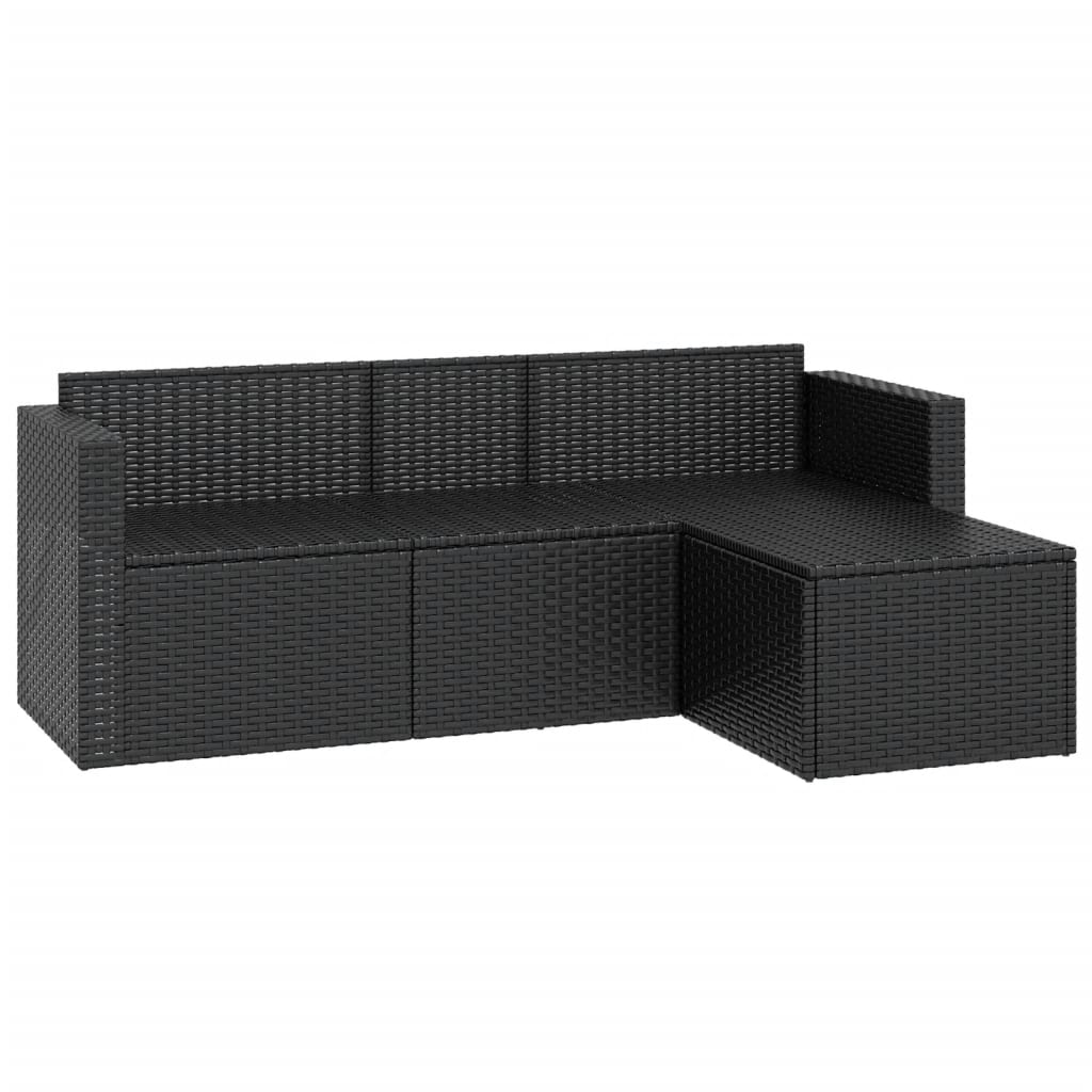 Conjunto lounge de jardim vime PE preto