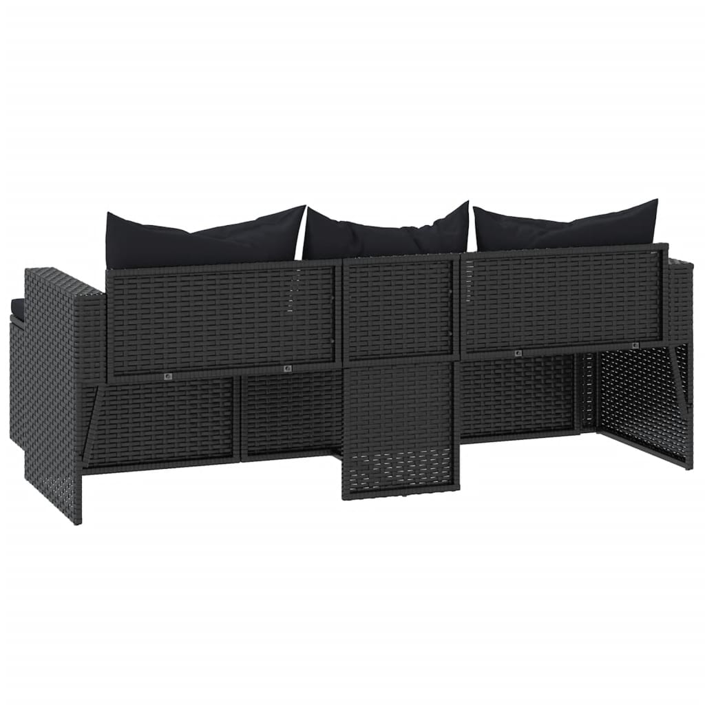 Conjunto lounge de jardim vime PE preto