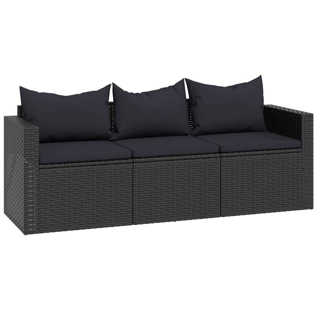 Conjunto lounge de jardim vime PE preto