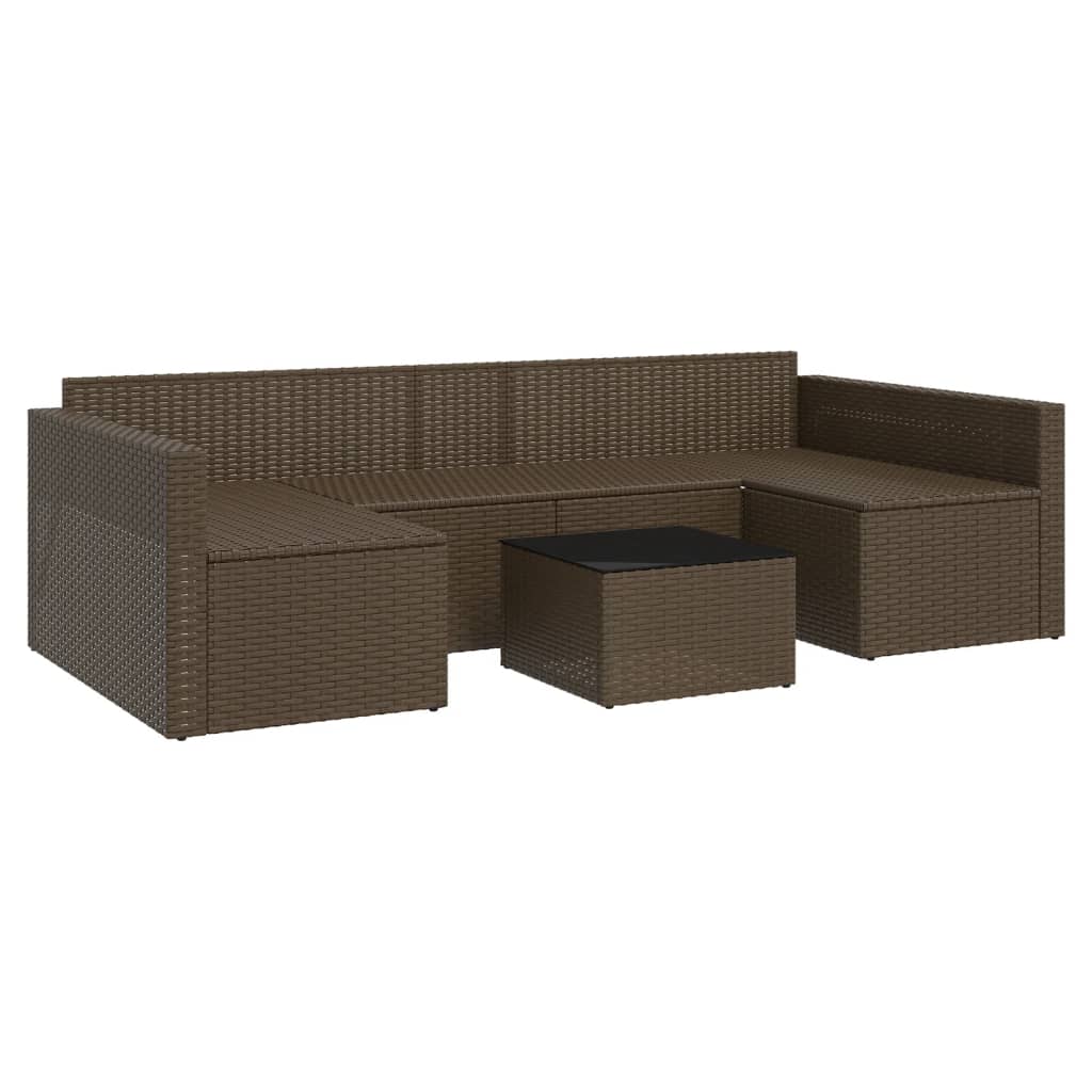 2 pcs conjunto lounge de jardim c/ almofadões vime PE castanho