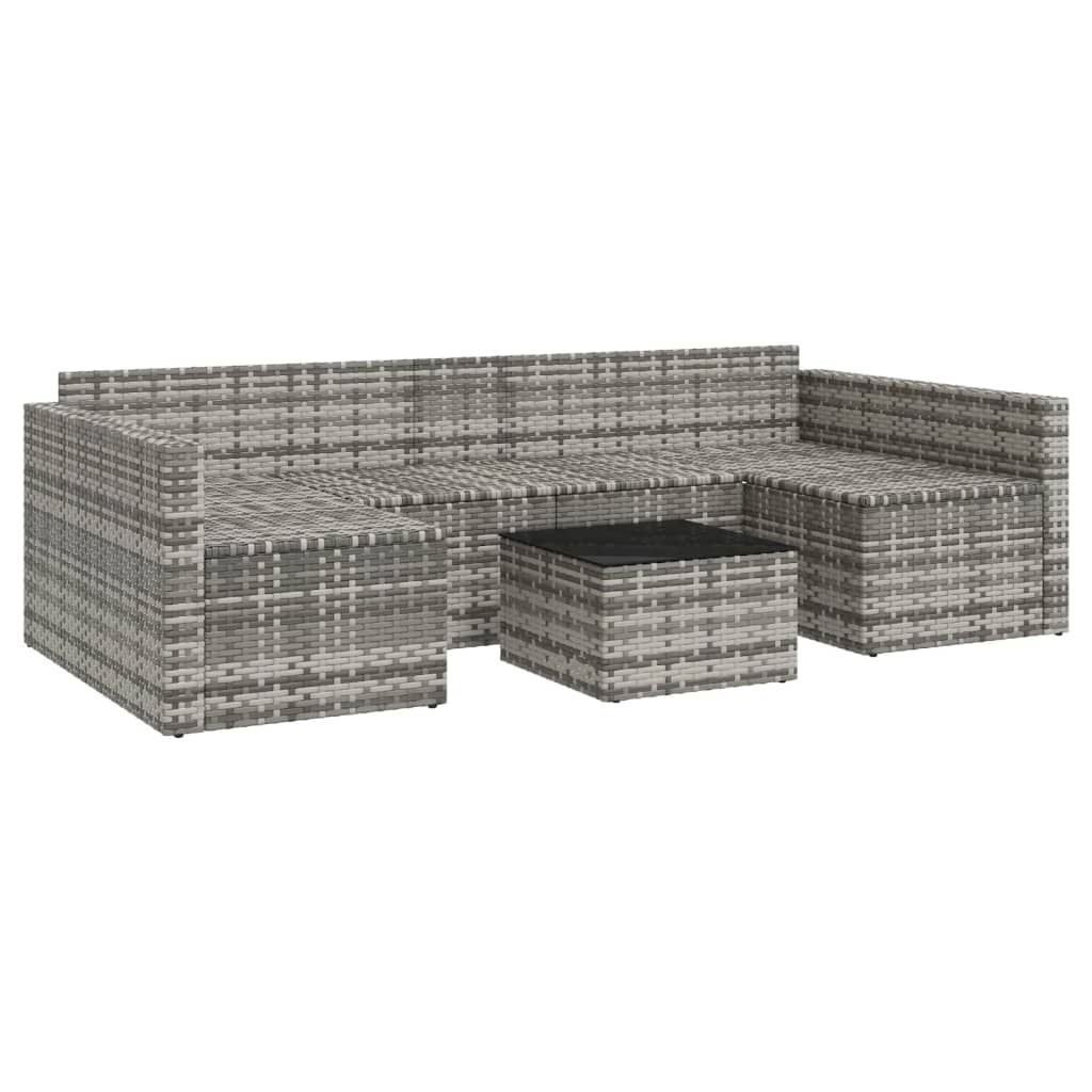 2 pcs conjunto lounge de jardim c/ almofadões vime PE cinzento