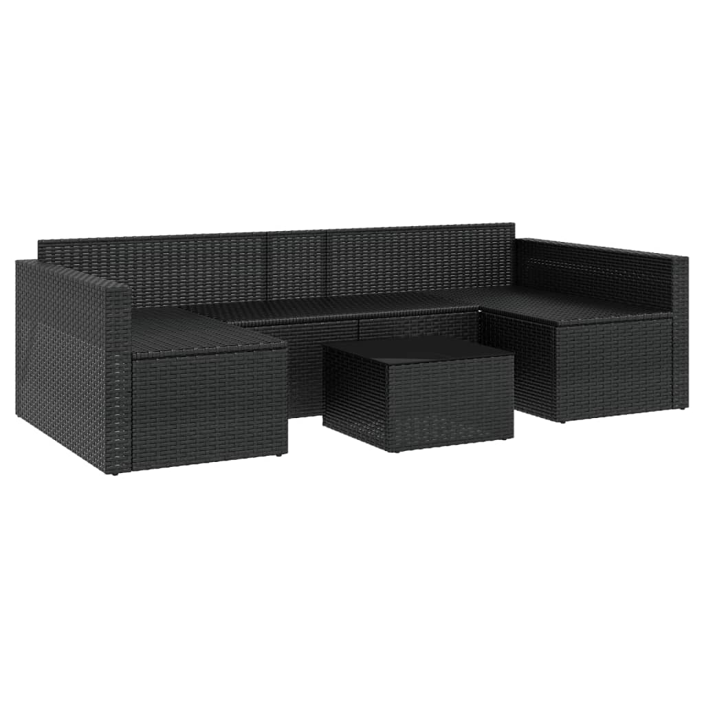 2 pcs conjunto lounge de jardim c/ almofadões vime PE preto