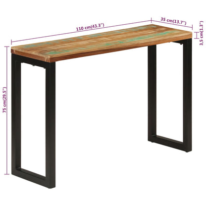 Mesa consola 110x35x75 cm madeira recuperada maciça